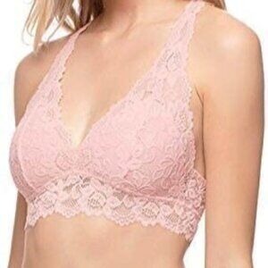 Jenny Jen Mia‎ Lace Bralette, Size XL, Pale Pink Racerback Wireless Stretchy